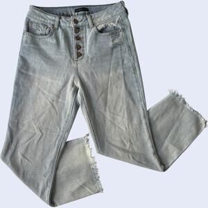 SINCERELY JULES Y2K Distressed Straight Leg Jeans - Light Blue High Rise Grunge